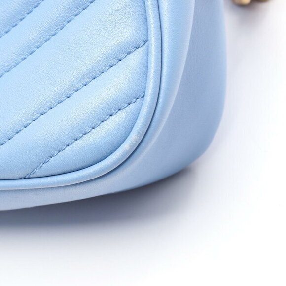 Gucci GG Marmont Shoulder Bag Leather Blue - Picture 6 of 7